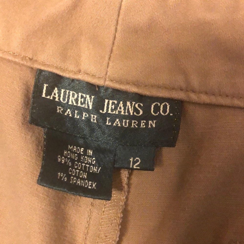 Lauren Jeans-Ralph Lauren,12,tan color,fabric feels fabulous! Pockets front  Bk.